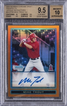 2009 Bowman Chrome Draft Prospects #BDPP89 Mike Trout (Orange Refractor) Signed Rookie Card (#24/25) – BGS GEM MINT 9.5/BGS 10